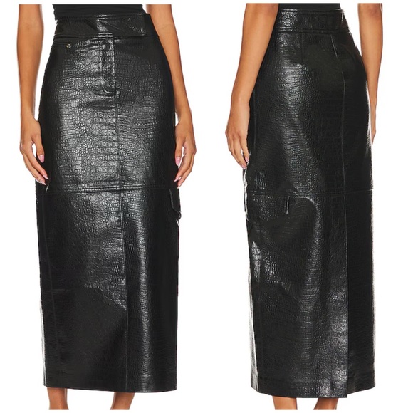 LPA Halle Faux Leather Maxi Skirt Black Size XS